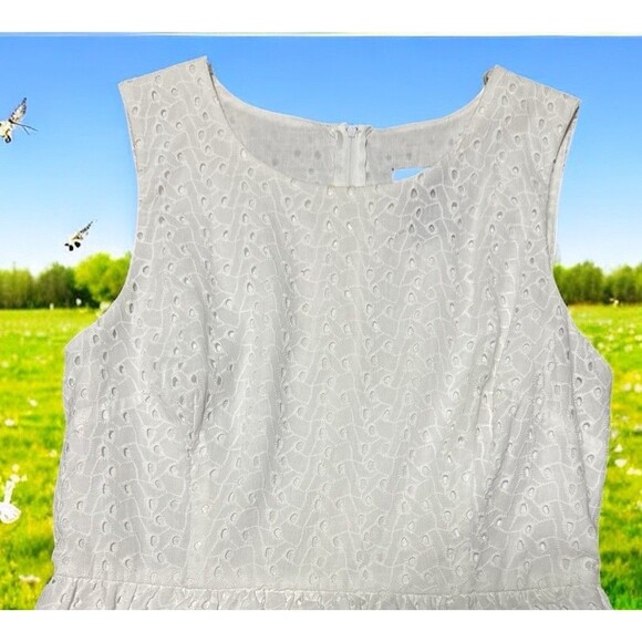 B. Smart Dress Women’s 12 White Eyelet Sleeveless Cotton Lined Peplum Hem - Picture 2 of 5
